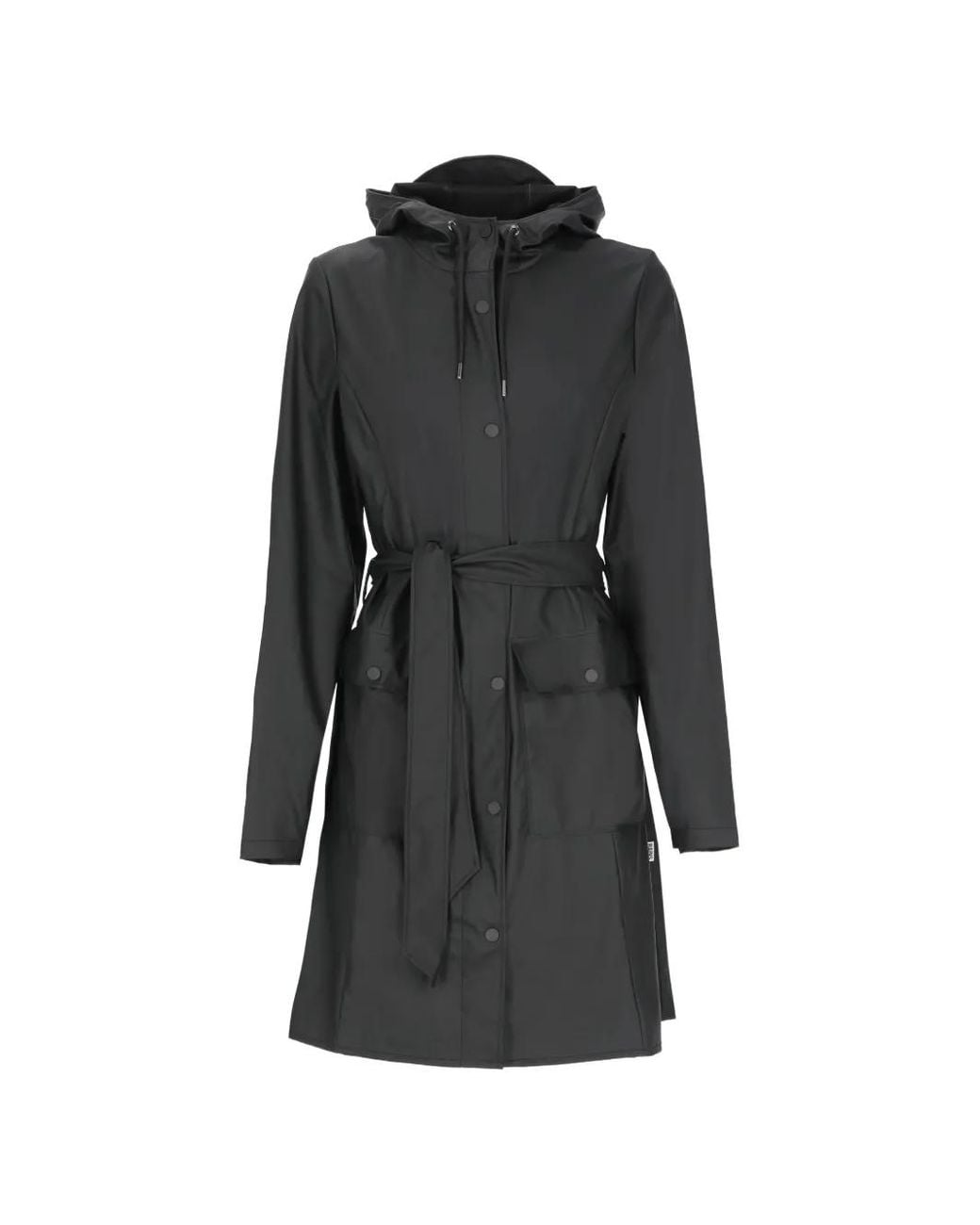 Rains Black Curve Hooded Jacket