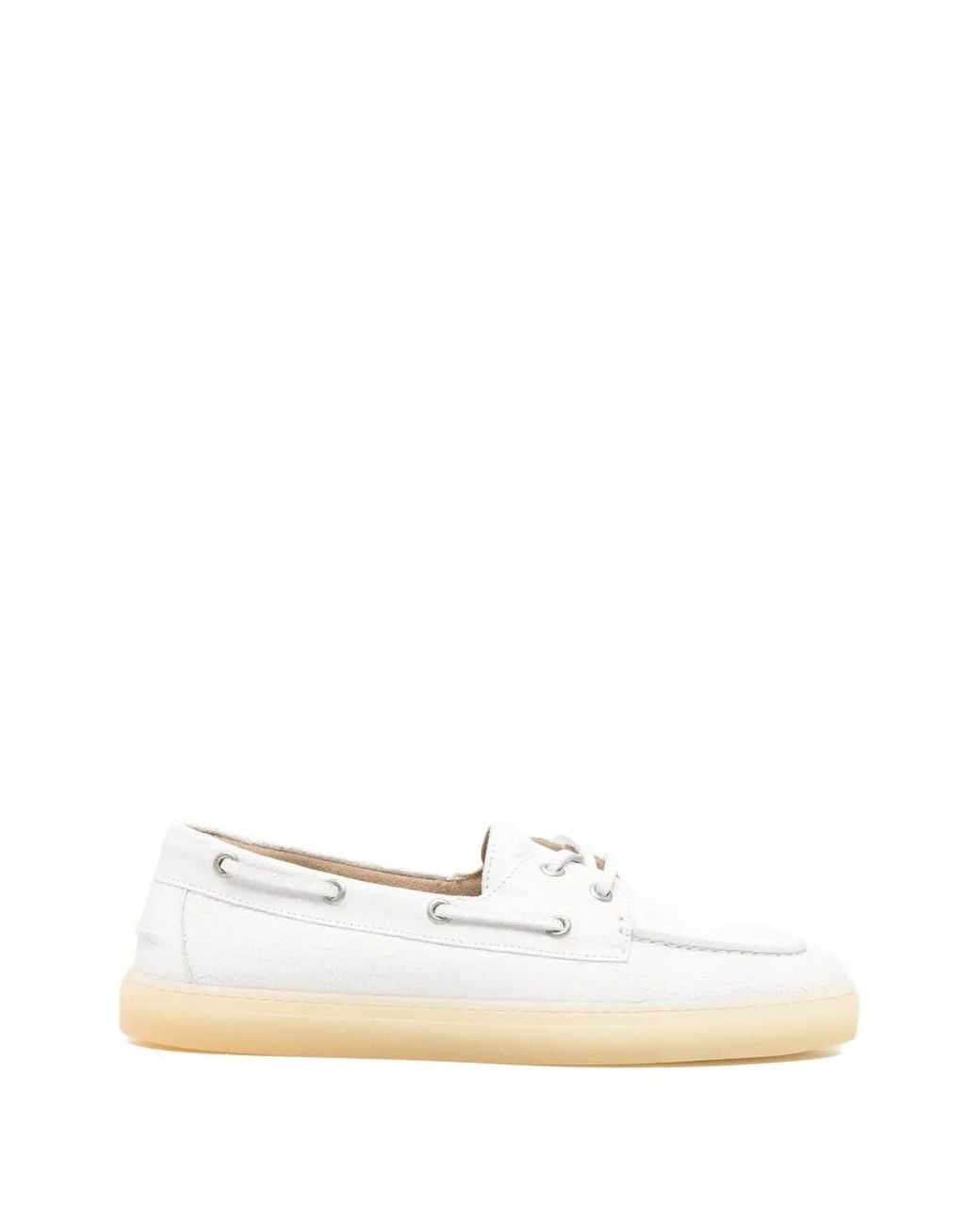 COPENHAGEN White Tie-Fastening Leather Loafers