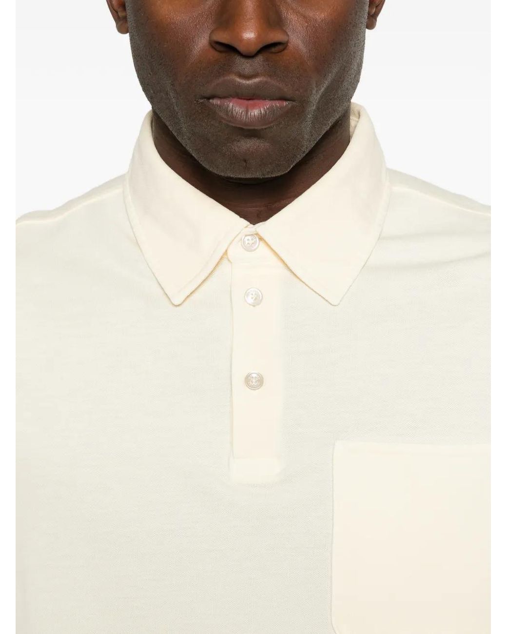 Moncler White Logo-Patch Polo Shirt for men