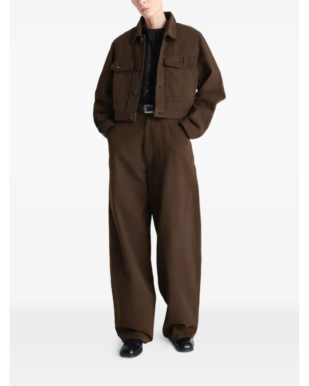 Lemaire Brown Cotton Cropped Jacket