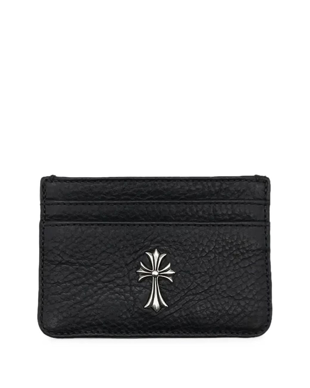Chrome Hearts Black Cross-Plaque Leather Cardholder