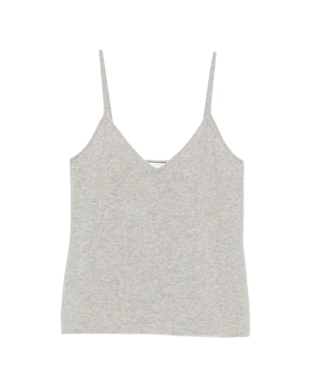 Bompard Gray Cashmere Spaghetti-Strap Top