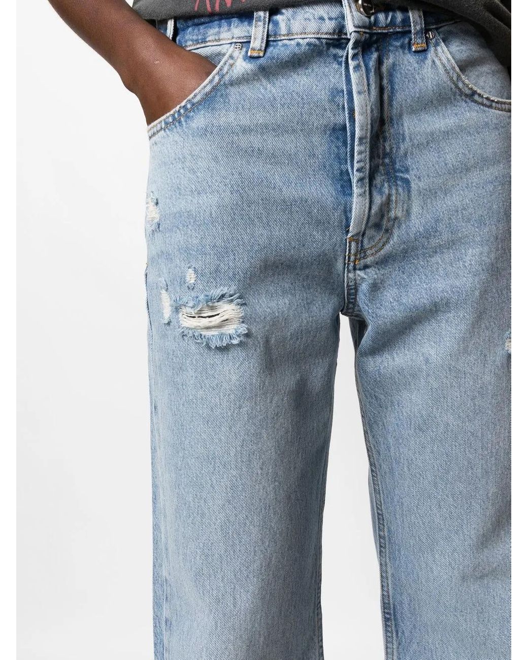 Anine Bing Blue Mid-Rise Straight-Leg Denim Jeans