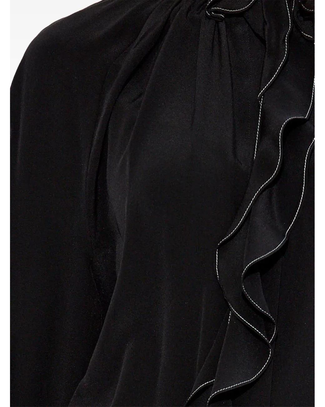 Victoria Beckham Black Ruffle-Detailing Blouse