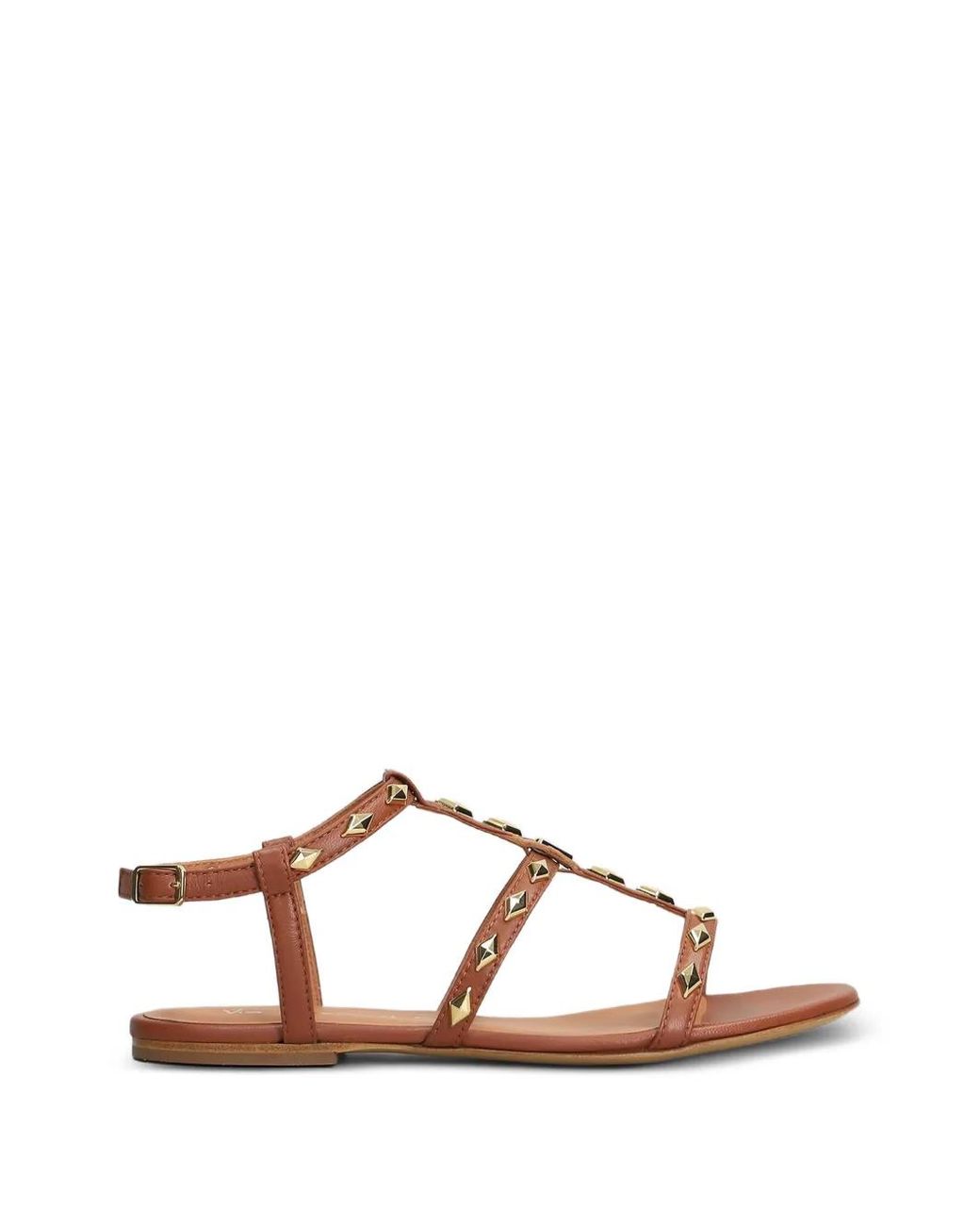 Via Roma 15 Brown Stud-Embellished Leather Sandals