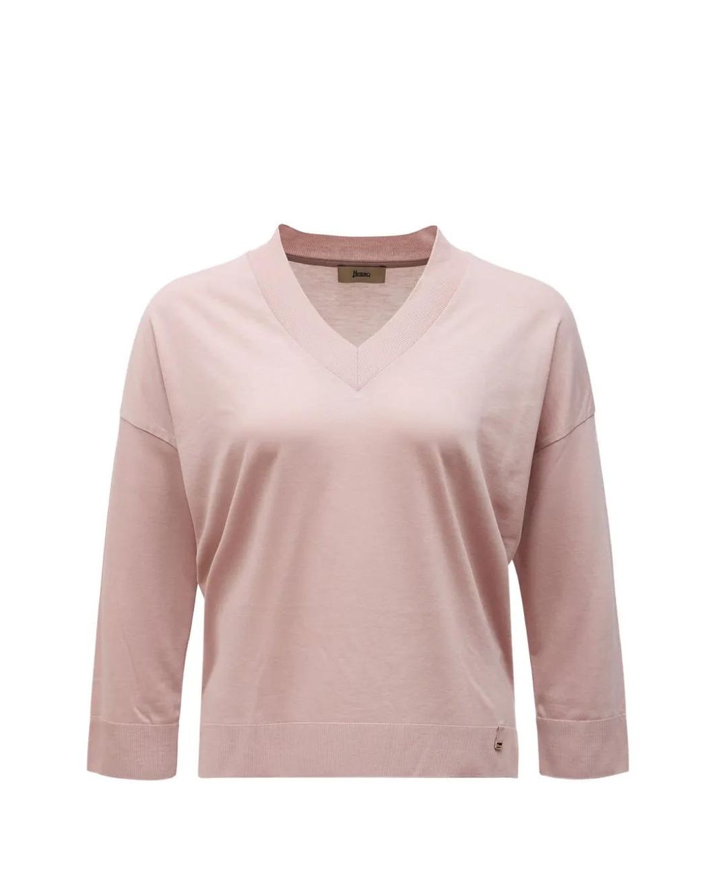 Herno Pink V-Neck Dropped-Shoulder Sweater