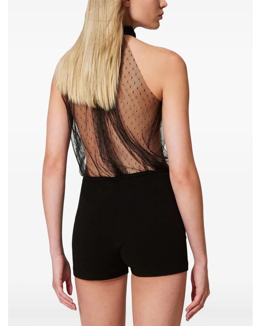 Twinset Black Fitted Fine-Knit Shorts