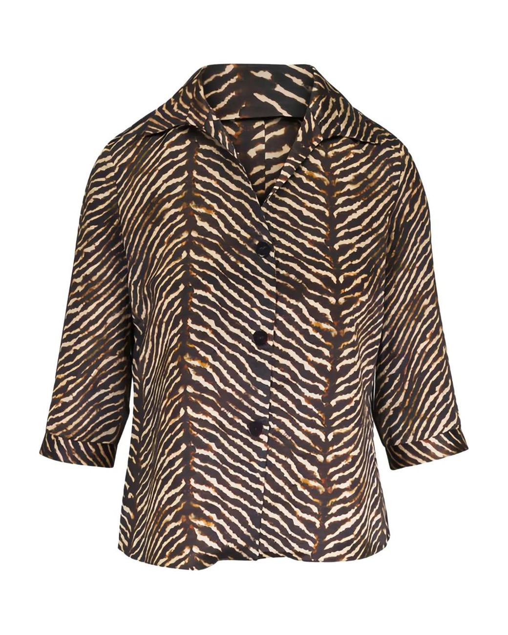 Peter Cohen Brown Zebra-Print Blouse