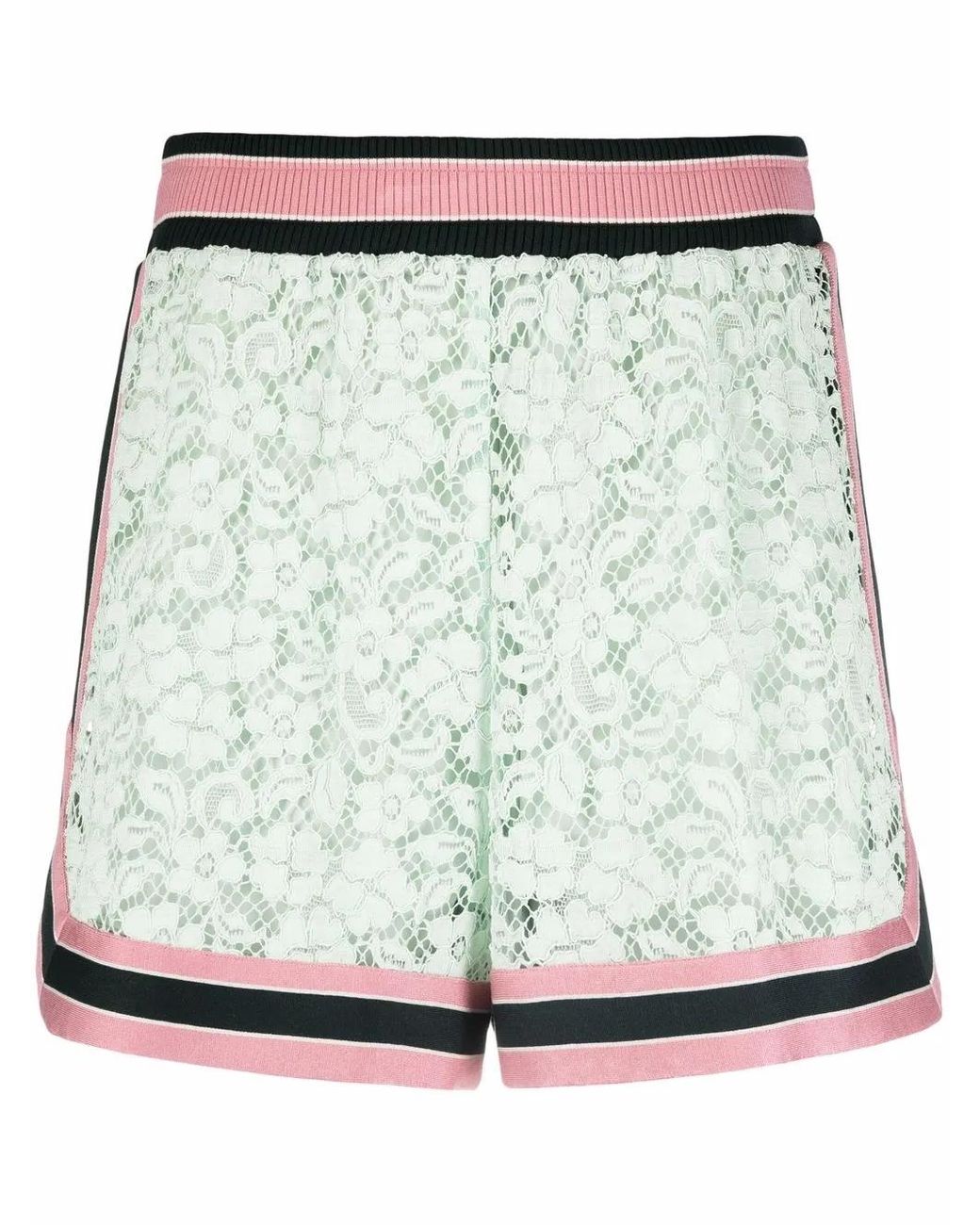 Dolce & Gabbana Gray Contrast-Stripe Lace Shorts