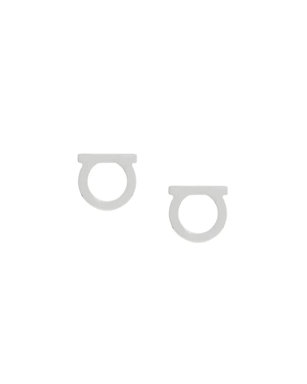 Ferragamo White Gancini Earrings