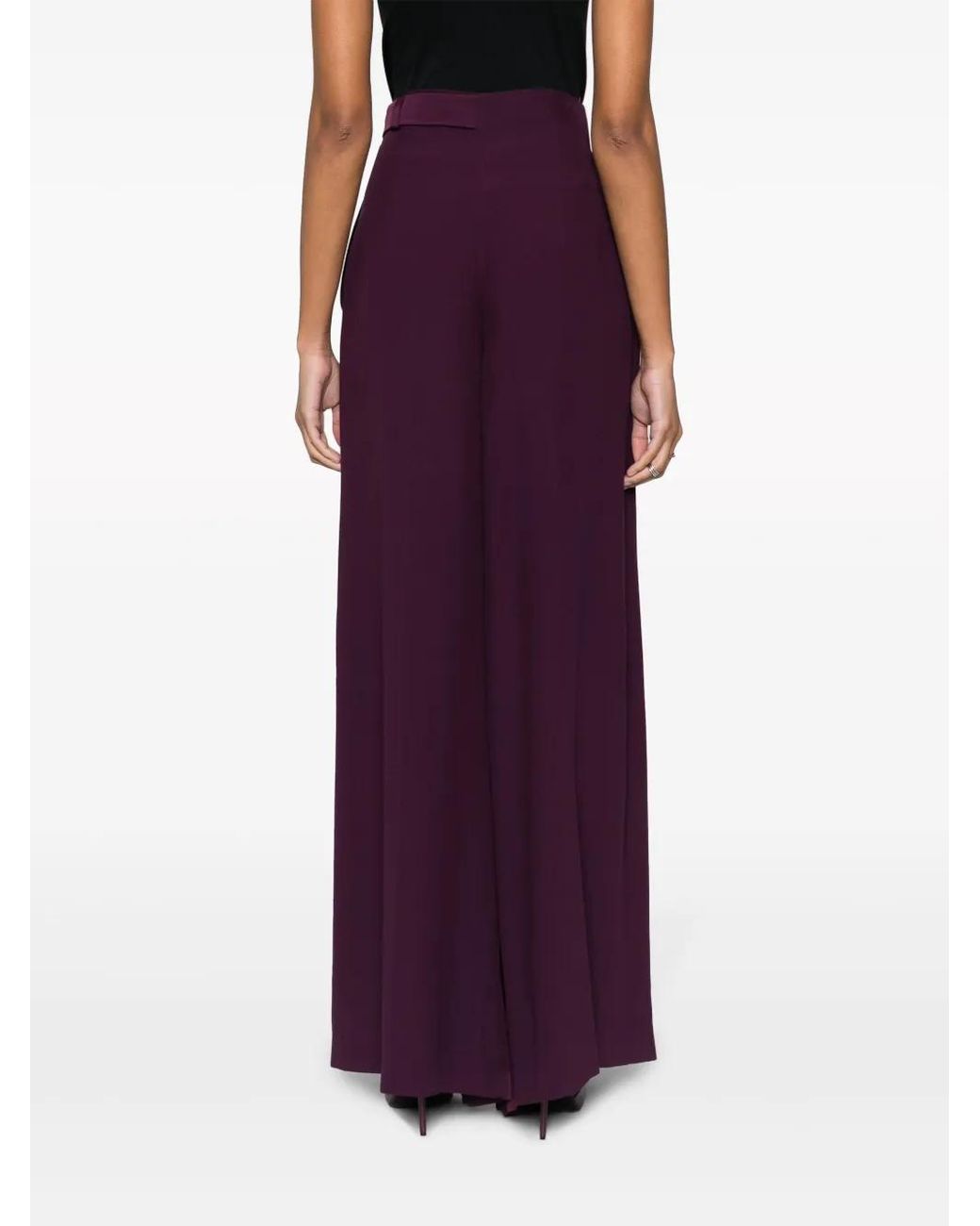 Alberta Ferretti Purple Buckle-Detail Pleated Maxi Skirt
