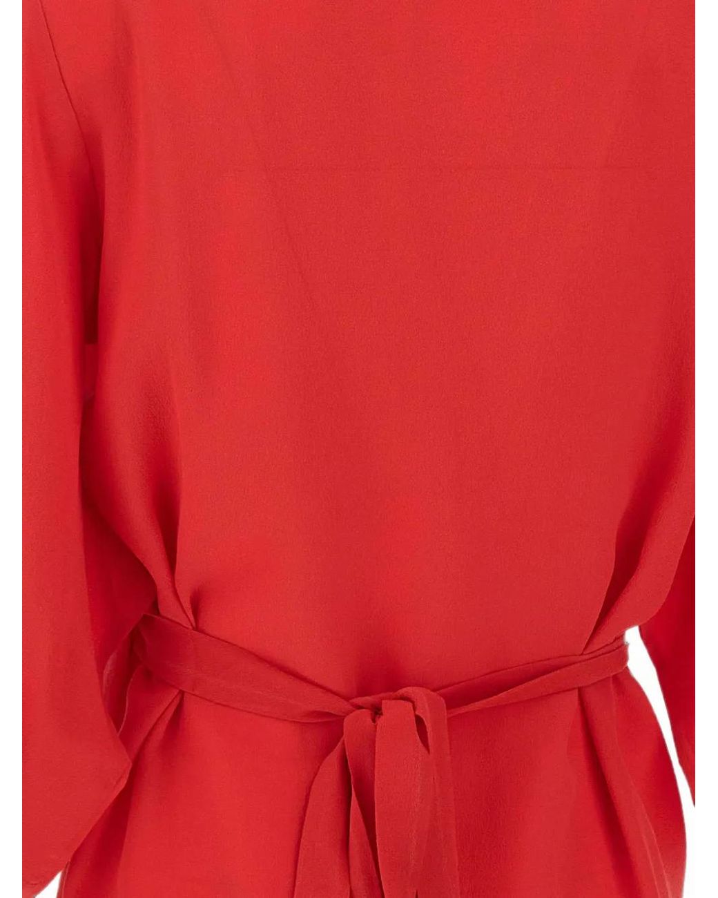 Kangra Red Silk Wrap-Design Blouse