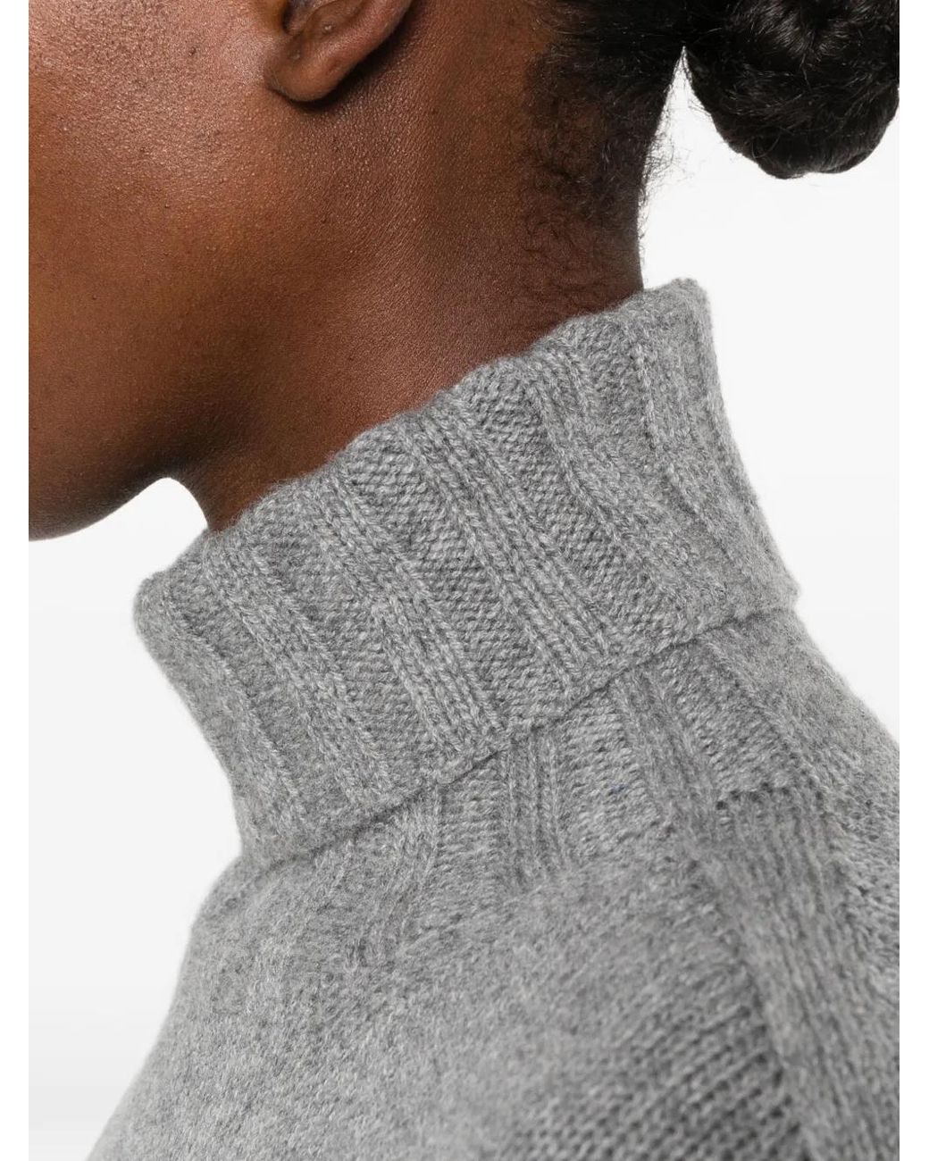 Oliver Lattughi Gray Pull Côtelé À Col Roulé