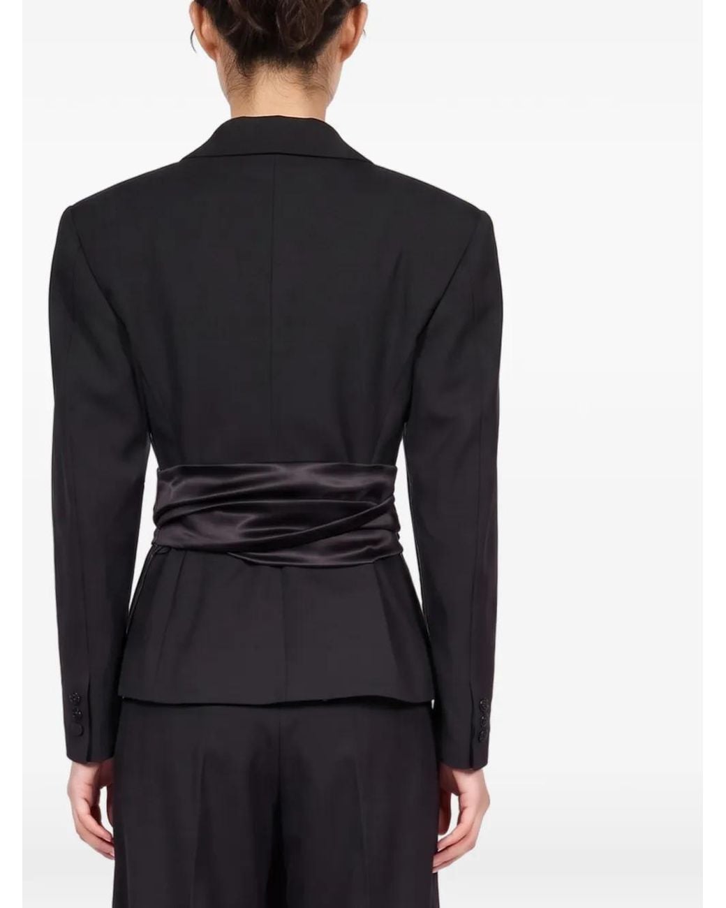ANDAMANE Black Devina Fringe-Trim Wrap Blazer