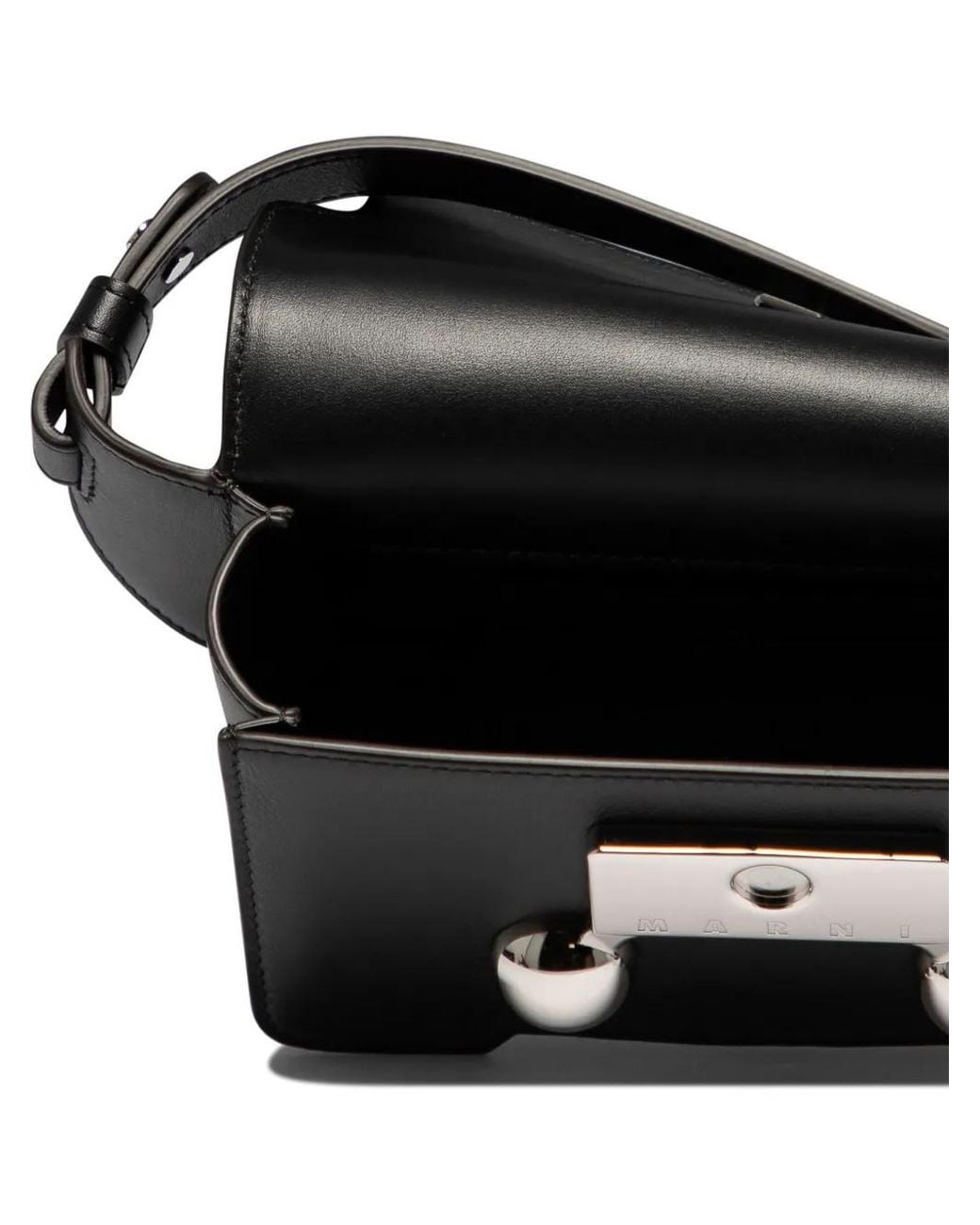 Marni Black Leather Crossbody Trunk Bag for men