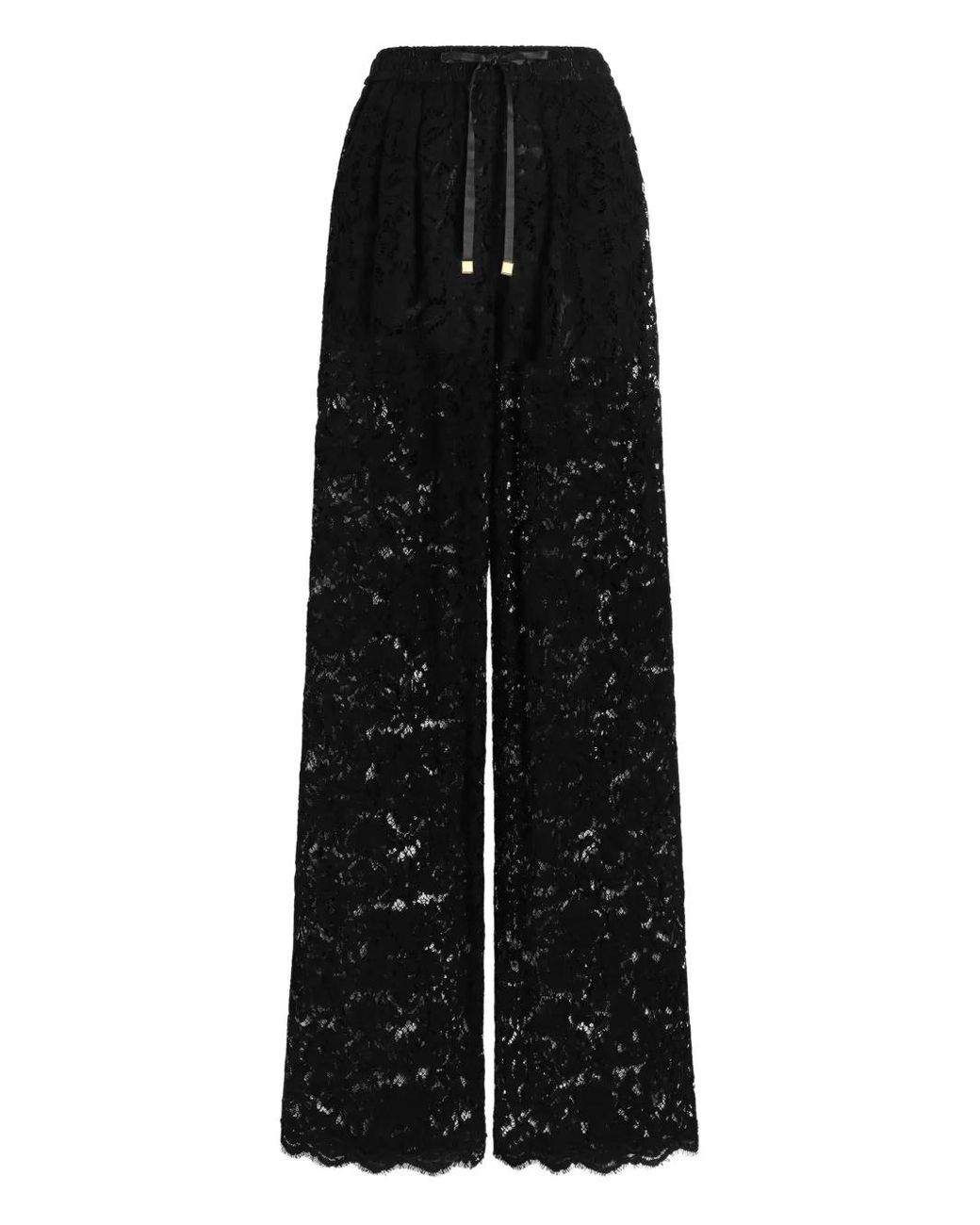 Dolce & Gabbana Black Lace Drawstring Trousers