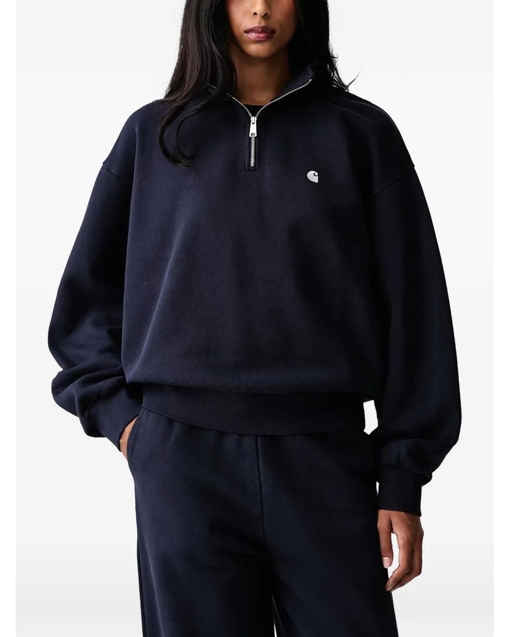 Carhartt Blue Casey Quarter-Zip Logo-Embroidered Sweatshirt