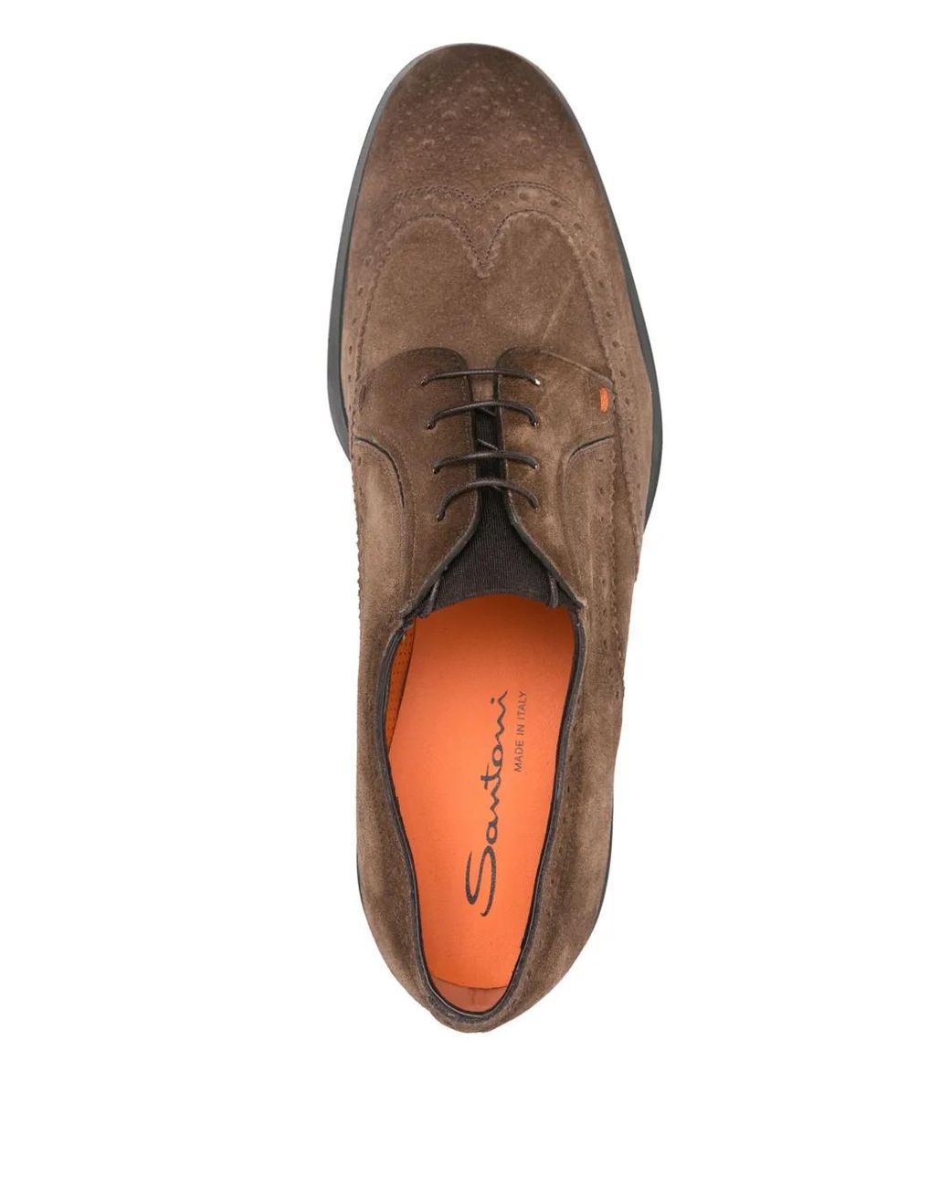 Santoni Brown Leather Derby Shoes for men
