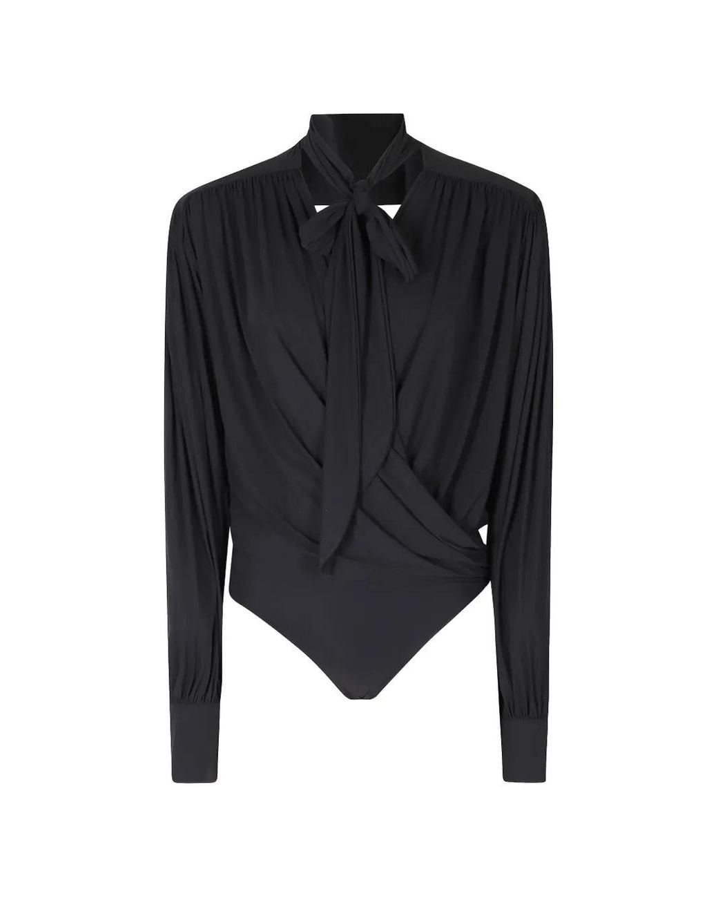 Amazuìn Black Keila Draped Bodysuit