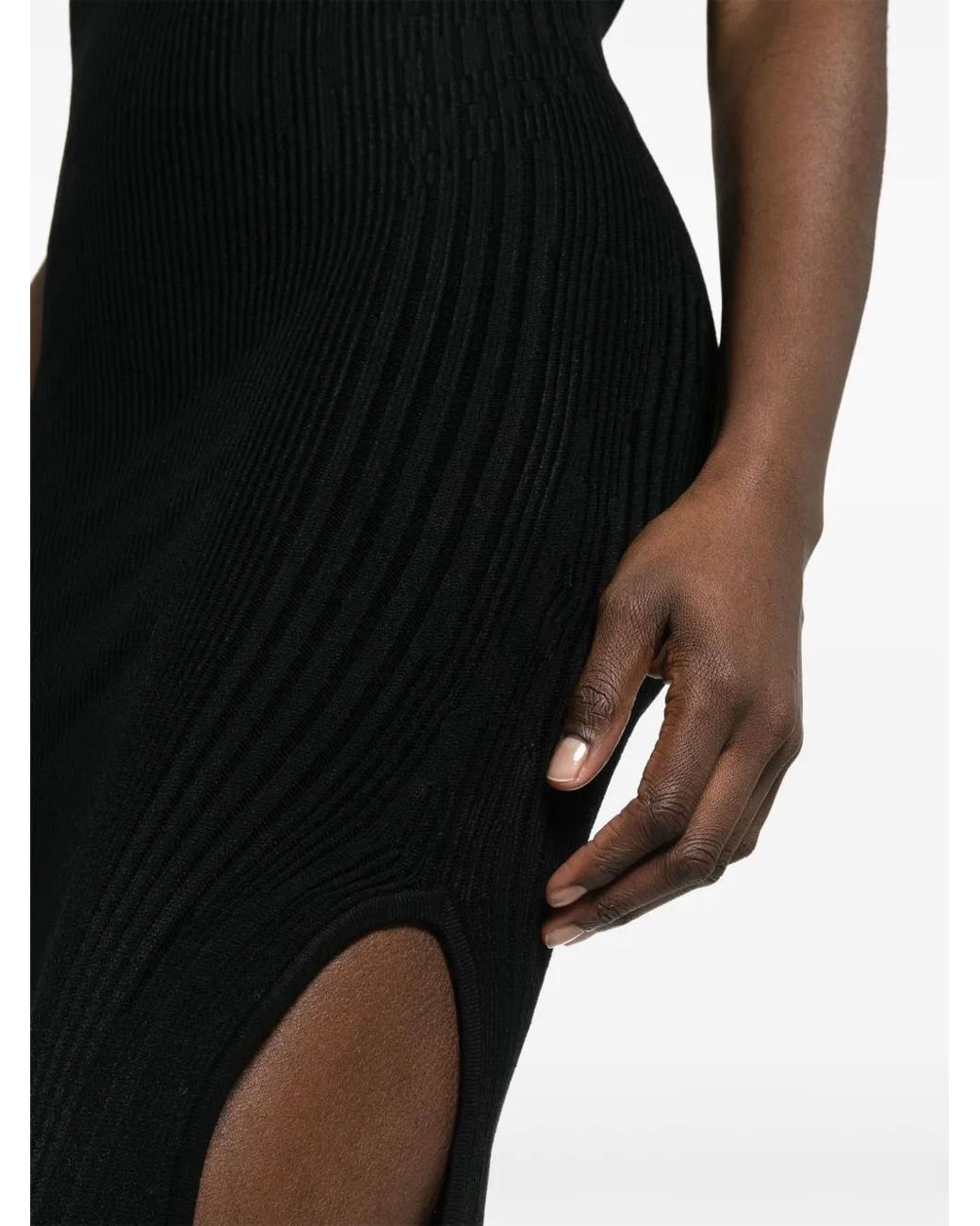 M I S B H V Black Fine-Knit Maxi Dress