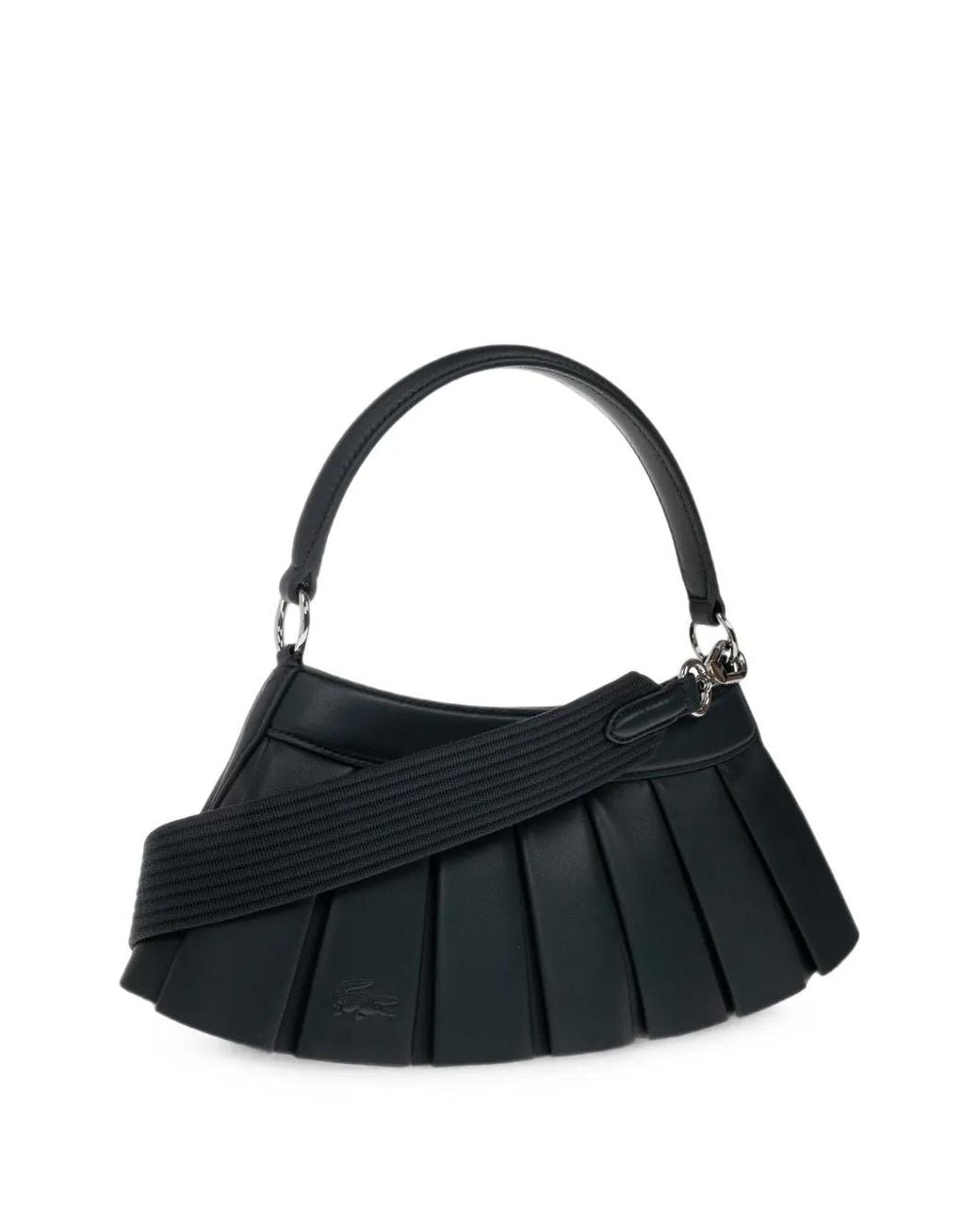 Lacoste Black H Lenglen Pleated Leather Tote Bag