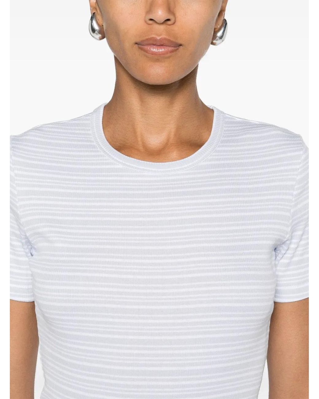 Filippa K White Striped Cotton T-Shirt