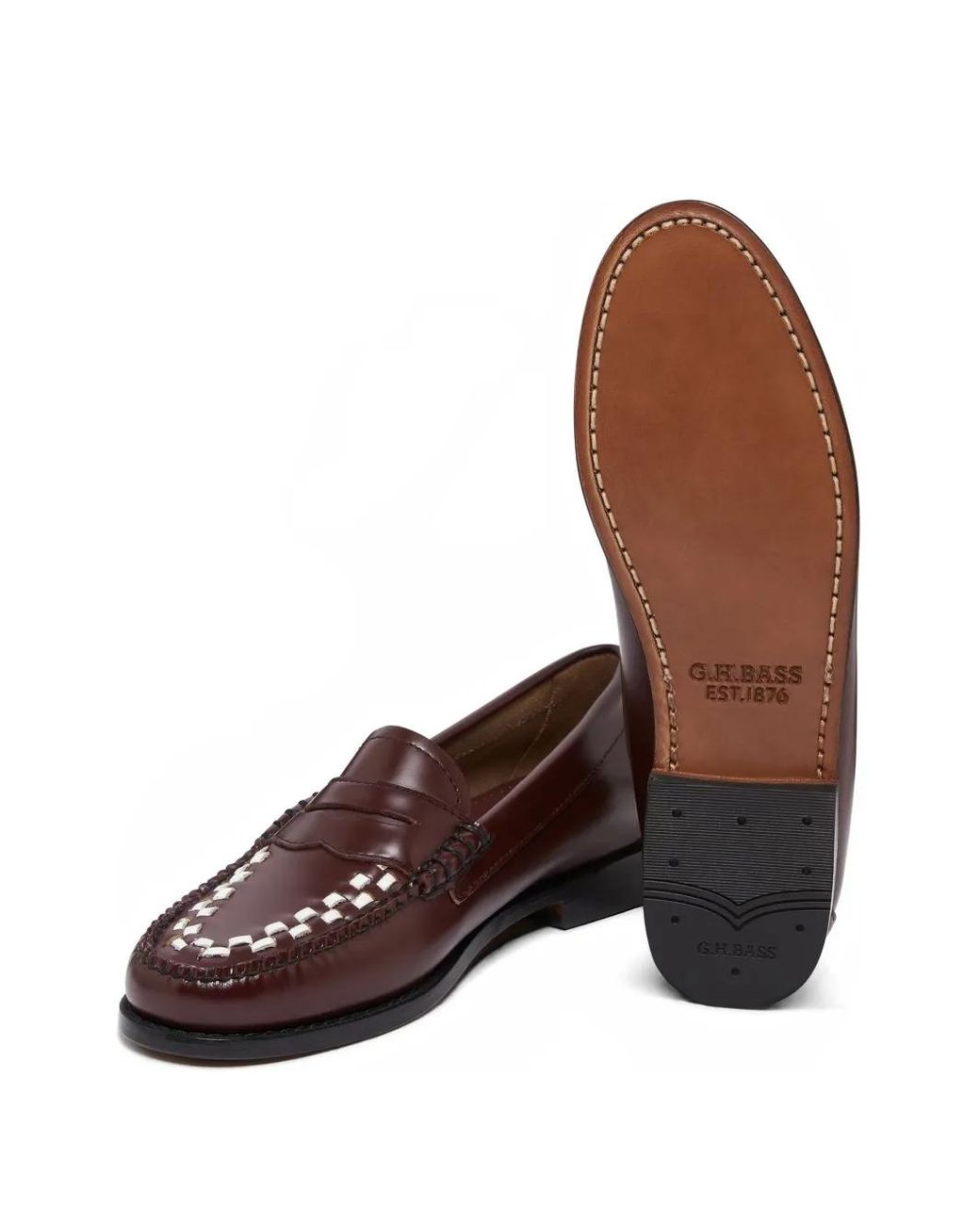 G.H.BASS Brown Weejuns Weave Penny Loafers