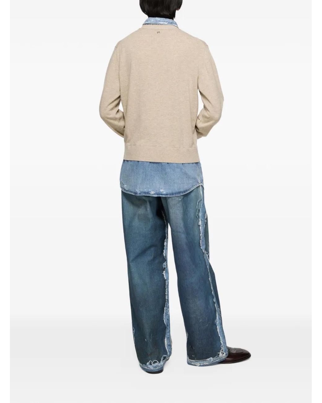 Acne White Layered Wool Sweater