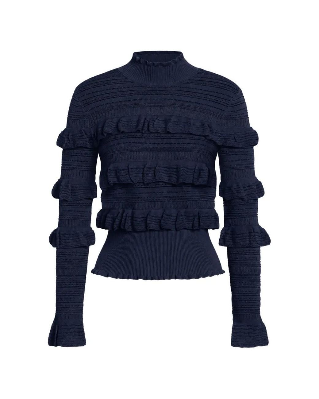 Marie Oliver Blue Adeline Ruffled Long-Sleeve Sweater