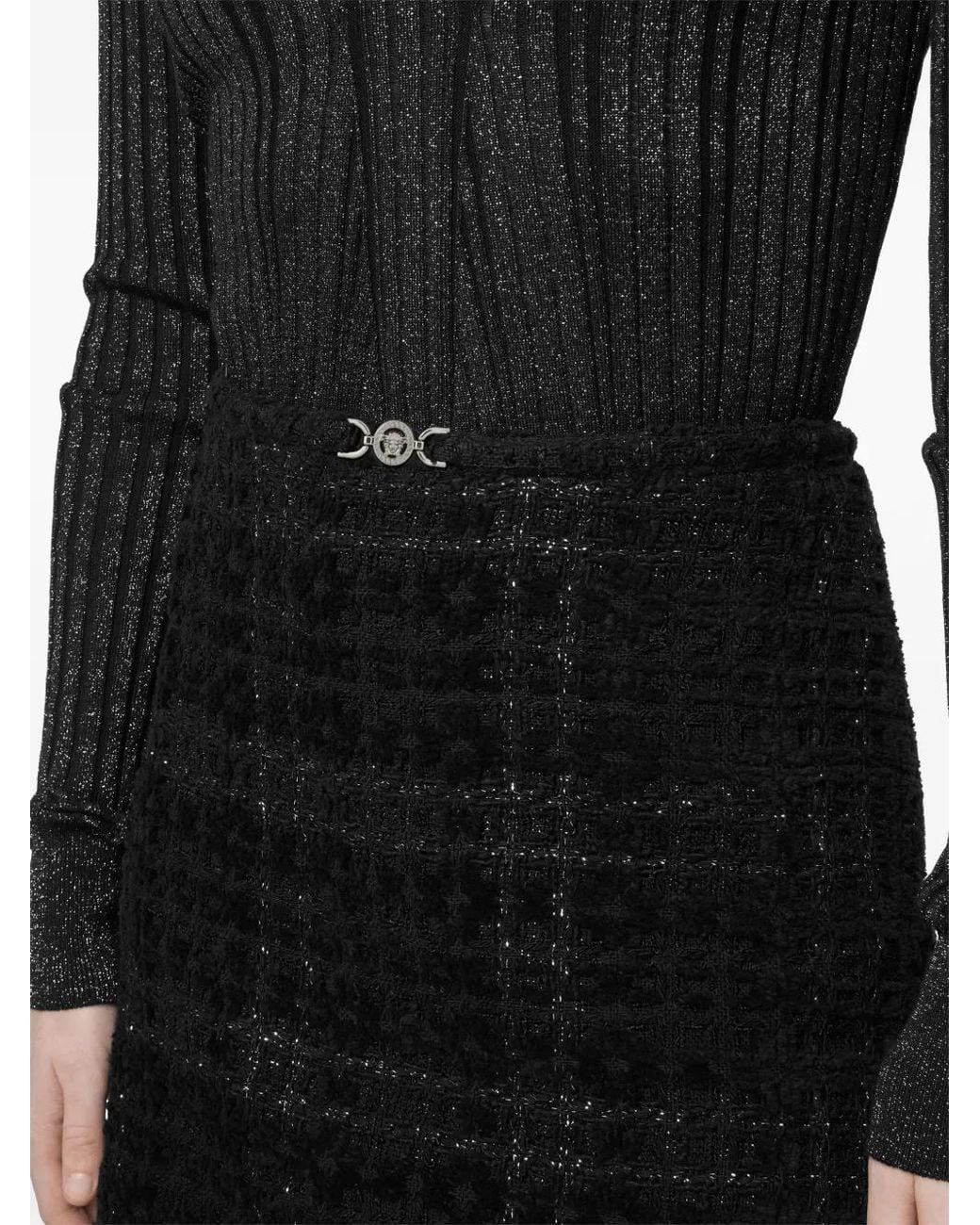 Versace Black Tweed Cotton Mini Skirt