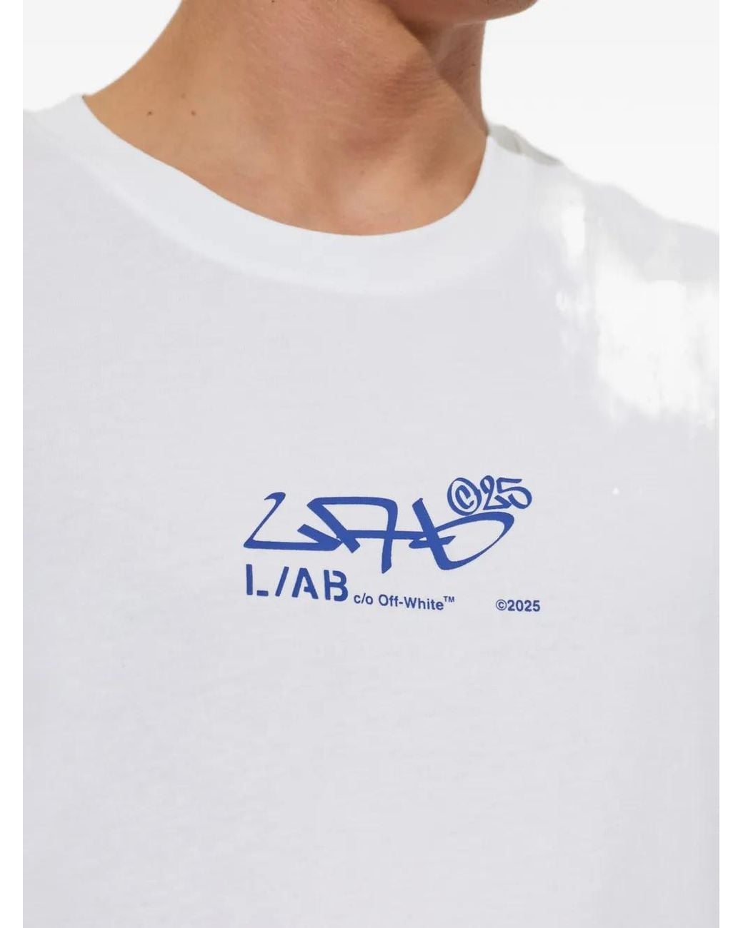 LAB C.O. OFF WHITE Diagonals Logo-Print T-Shirt in White for Men | Lyst