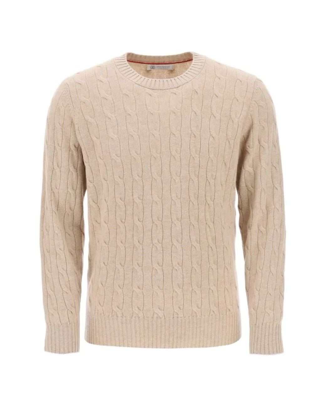 Brunello Cucinelli Natural Cable-Knit Cashmere Sweater for men