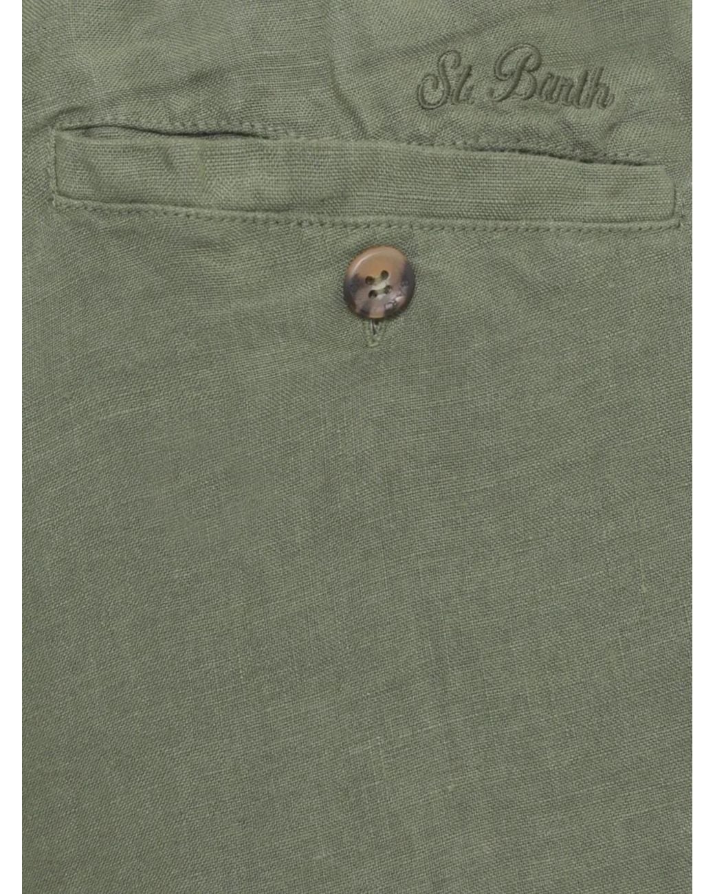 Mc2 Saint Barth Green Short À Logo Brodé for men