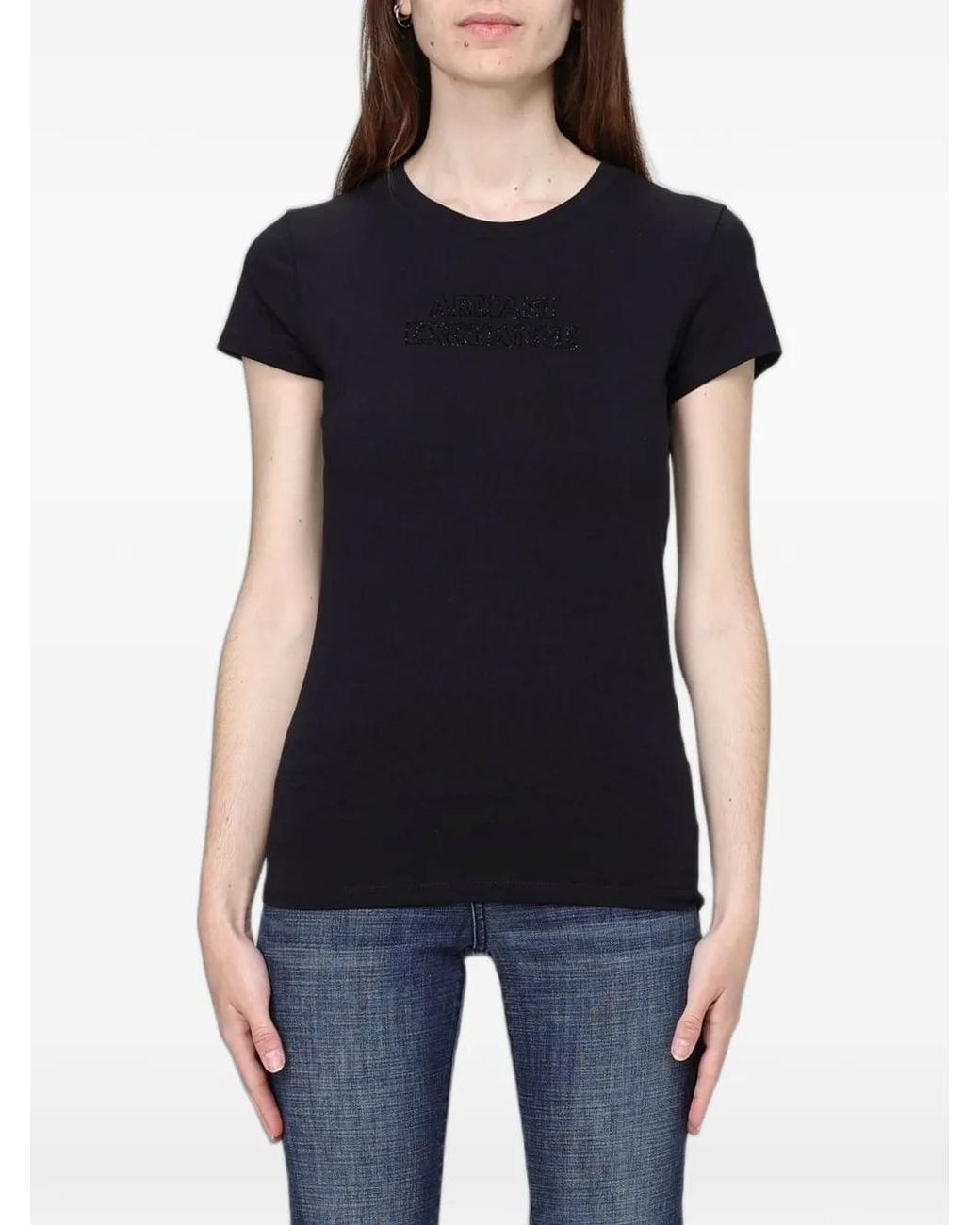 ARMANI EXCHANGE Black Rhinestone-Embellished T-Shirt