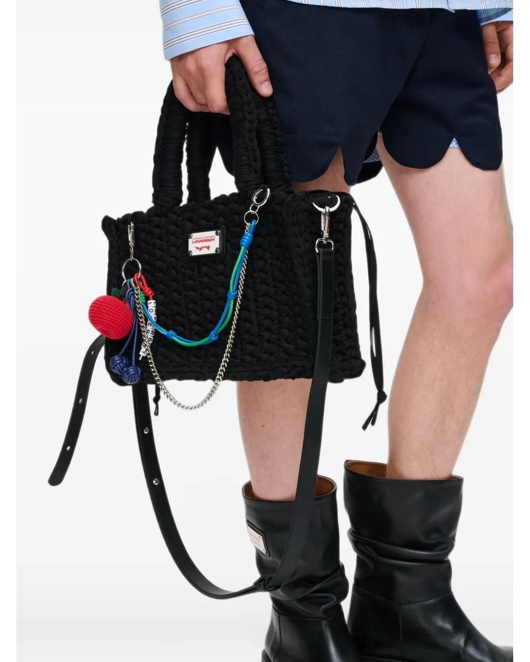 Charles Jeffrey Black Nana Apple-Charm Tote Bag
