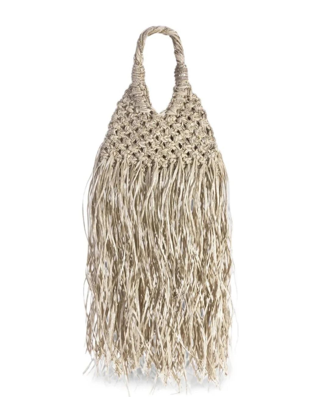 HIBOURAMA Natural Vannifique Crystal-Embellished Fringed Shoulder Bag
