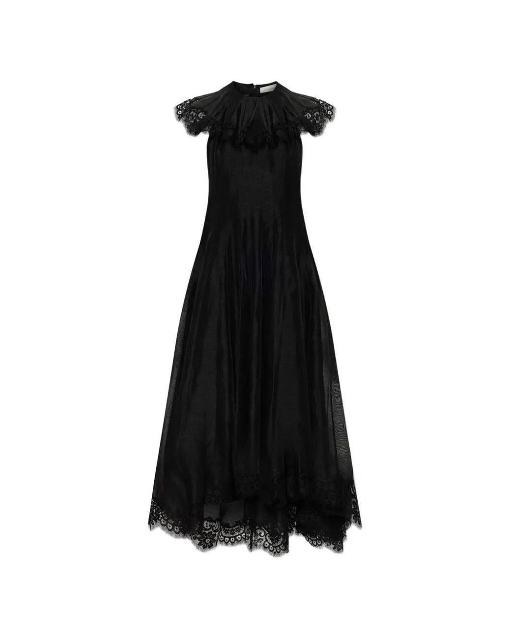 Zimmermann Black Lace-Trim Open-Back Dress