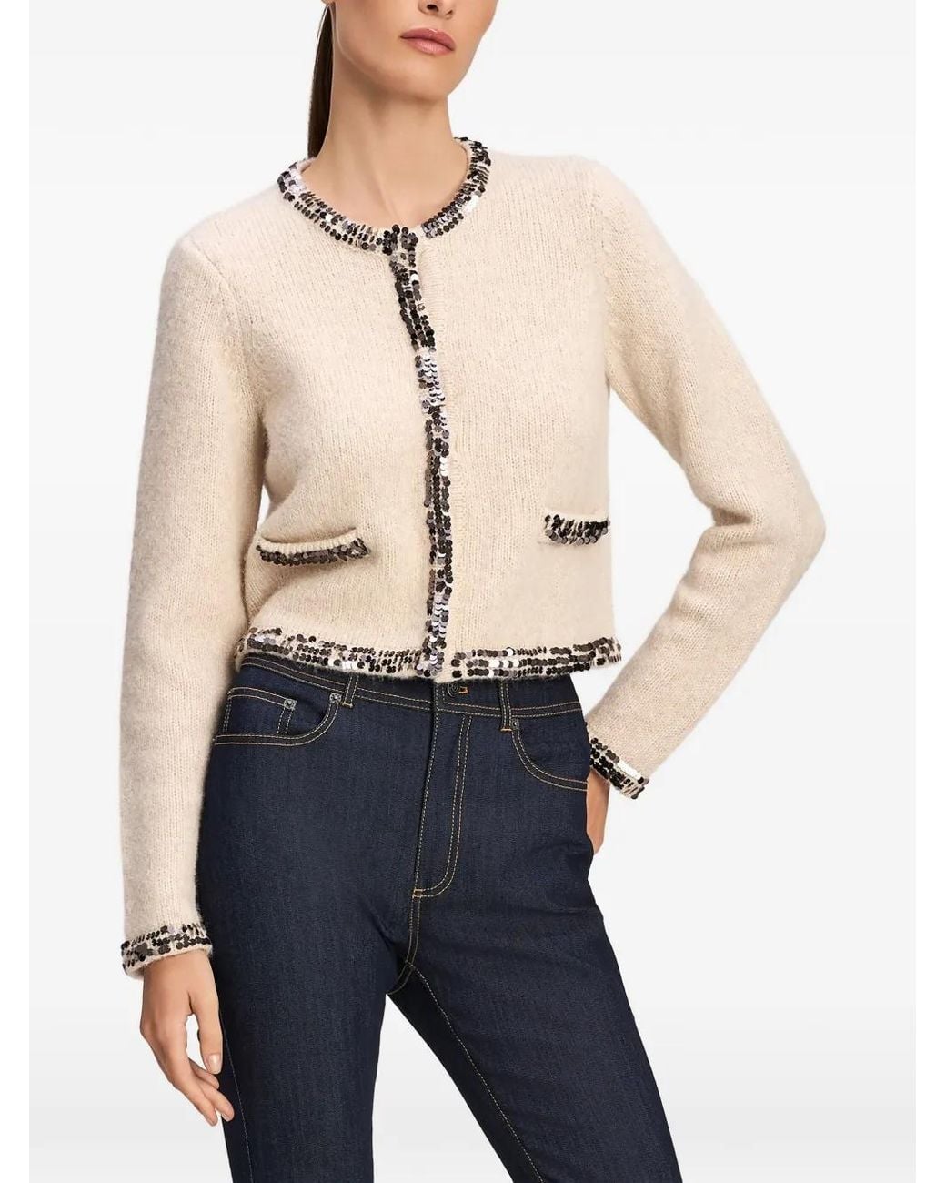 Cinq À Sept Natural Benoite Sequin-Embellished Cardigan