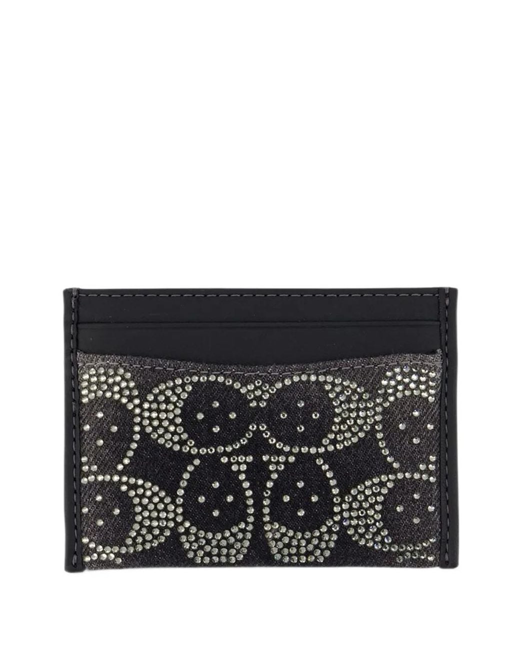 COACH Black Essential Card Case With Crystal Signature