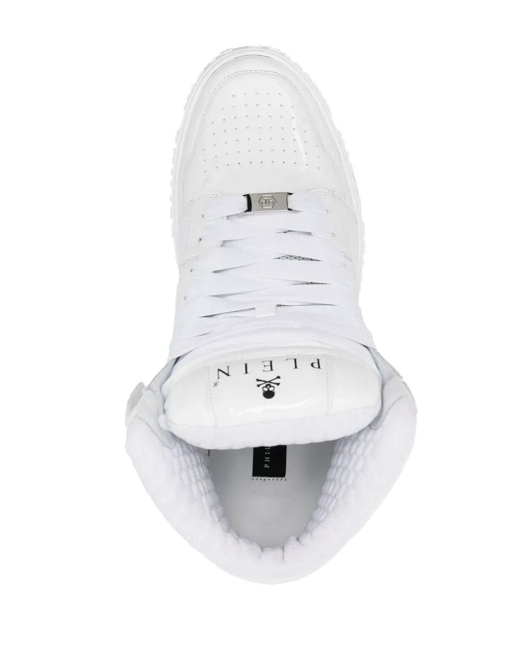 Philipp Plein White Super Street Skull Bones Hi-Top Sneakers