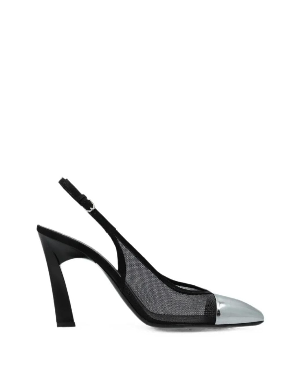 Emporio Armani Black Mesh-Panelled Cap-Toe Pumps