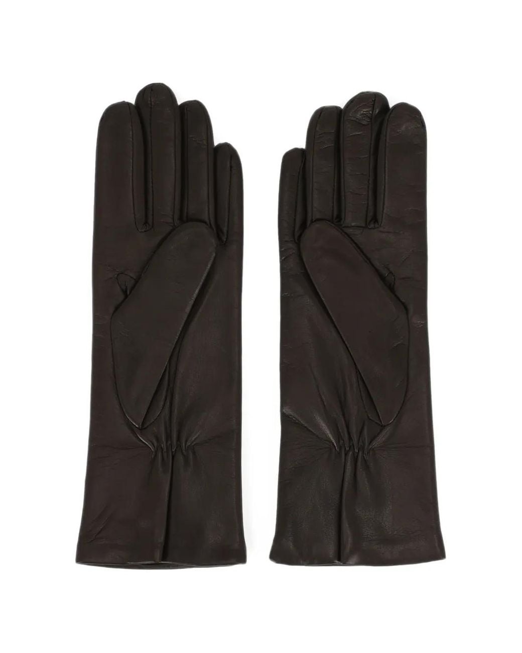 Orciani Black Logo-Plaque Leather Gloves