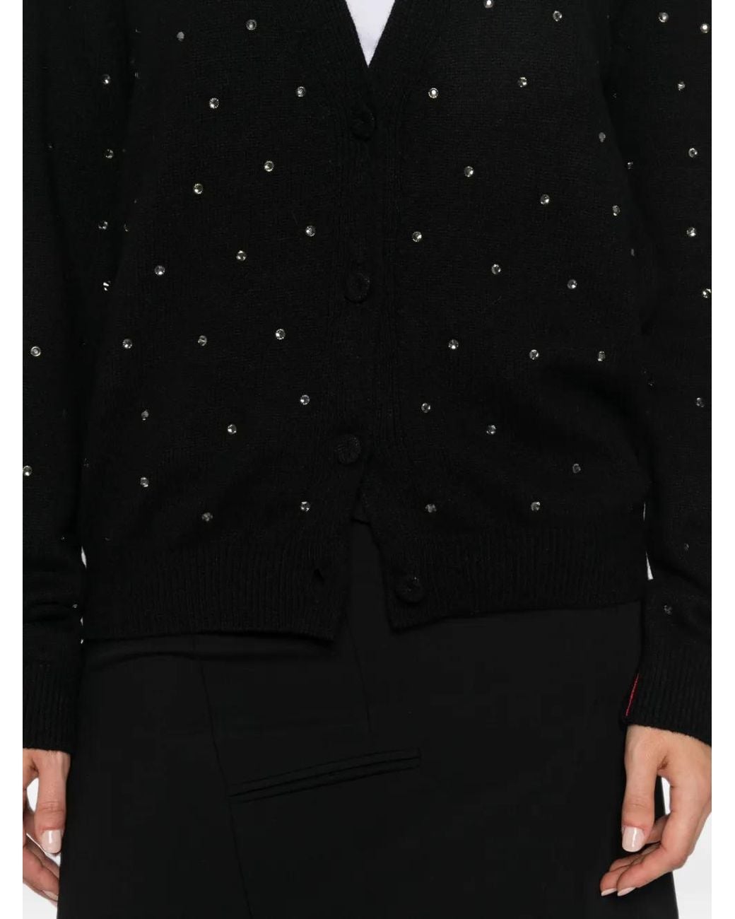 Liviana Conti Black Crystal-Embellished V-Neck Cardigan