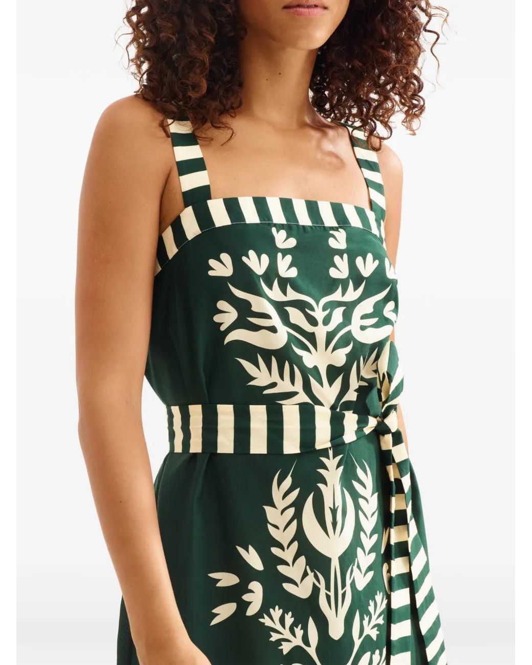 Eres Green Lakshya Floral-Print Striped Midi Dress