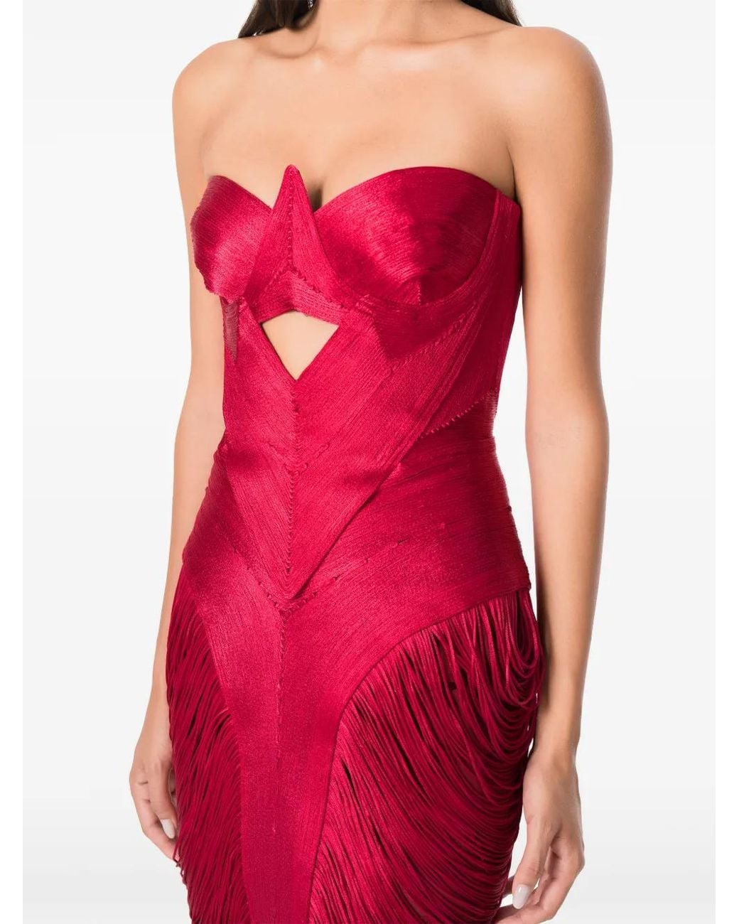 NORINA ST Red Robe Mi-Longue Aura À Franges