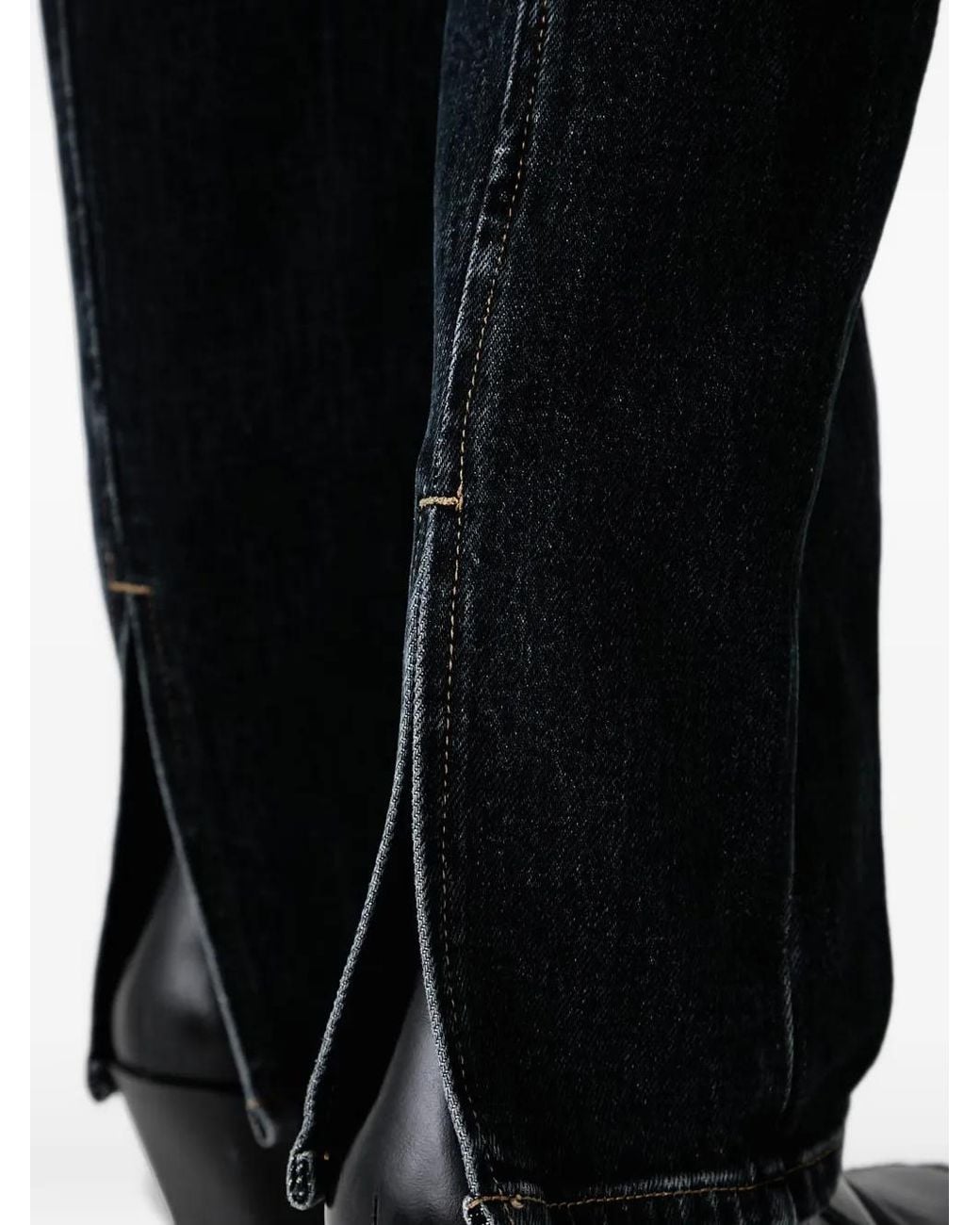 Gestuz Black Gzrosaly Seam-Detail Slit-Hem Jeans