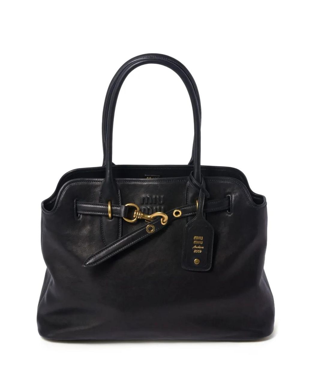 Miu Miu Black Aventure Medium Leather Handbag