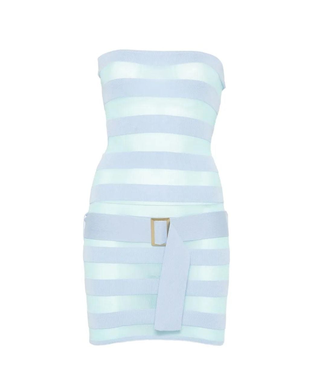 Asta Resort Blue Cora Striped Belted Mini Dress