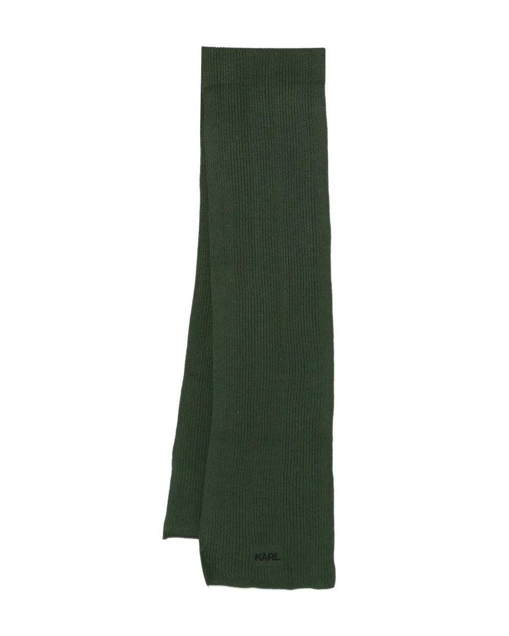 Karl Lagerfeld Green Logo-Embroidered Scarf for men