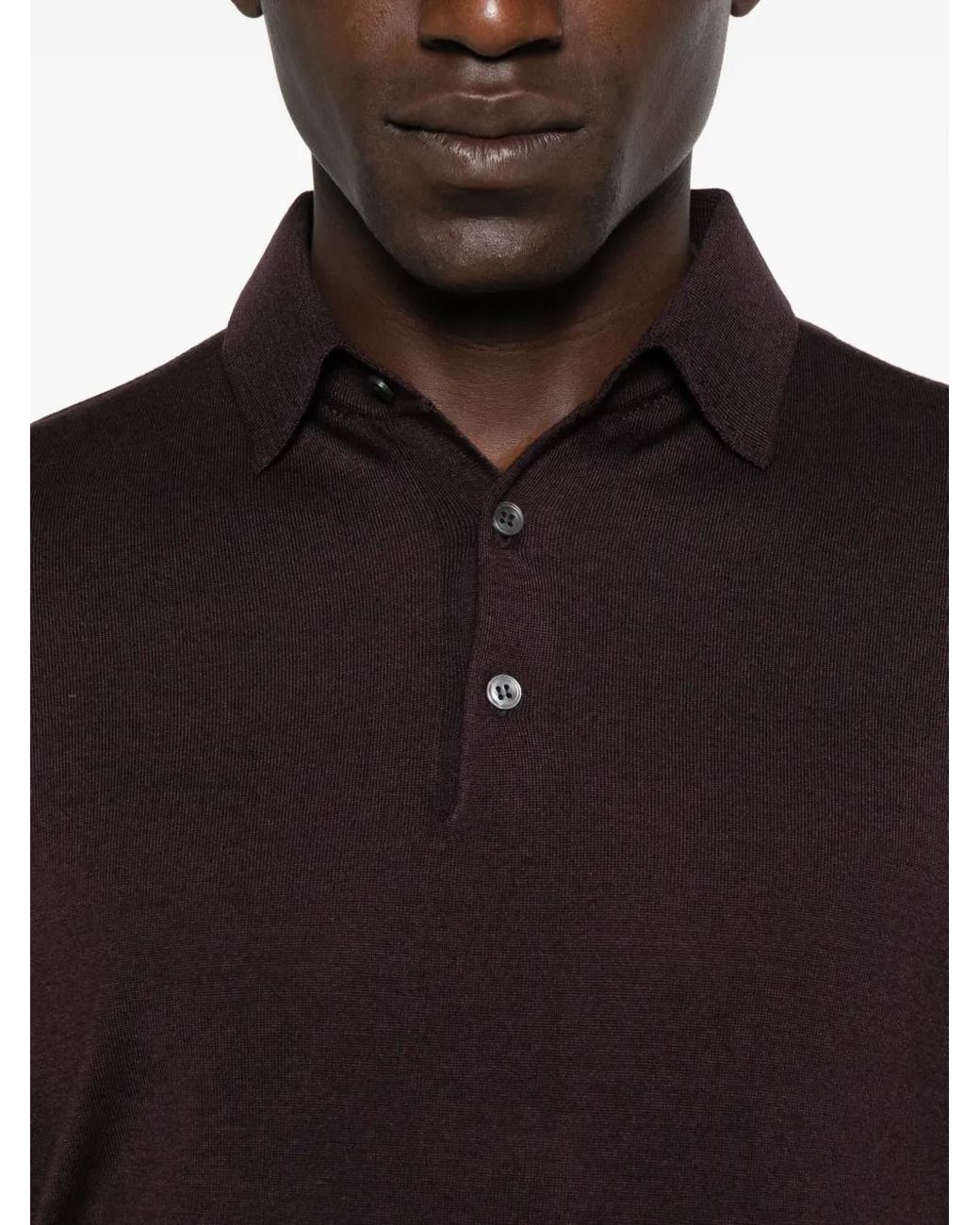 Lardini Poloshirt Met Lange Mouwen En Knopen in het Brown voor heren
